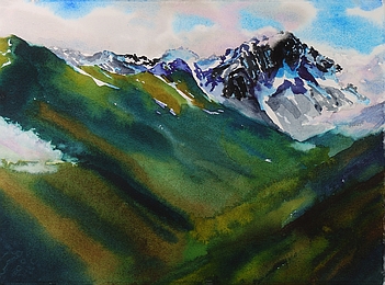 Suze Woolf painting of Buckhorn Mountain Olympic National Park