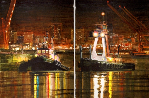 Push and Pull is a Suze Woolf watercolor painting.