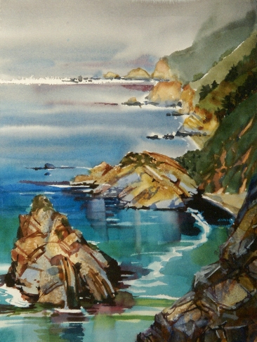 Big Sur North is a watercolor painting by Suze Woolf