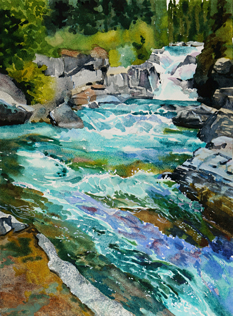 Suze Woolf painting of McDonald Creek