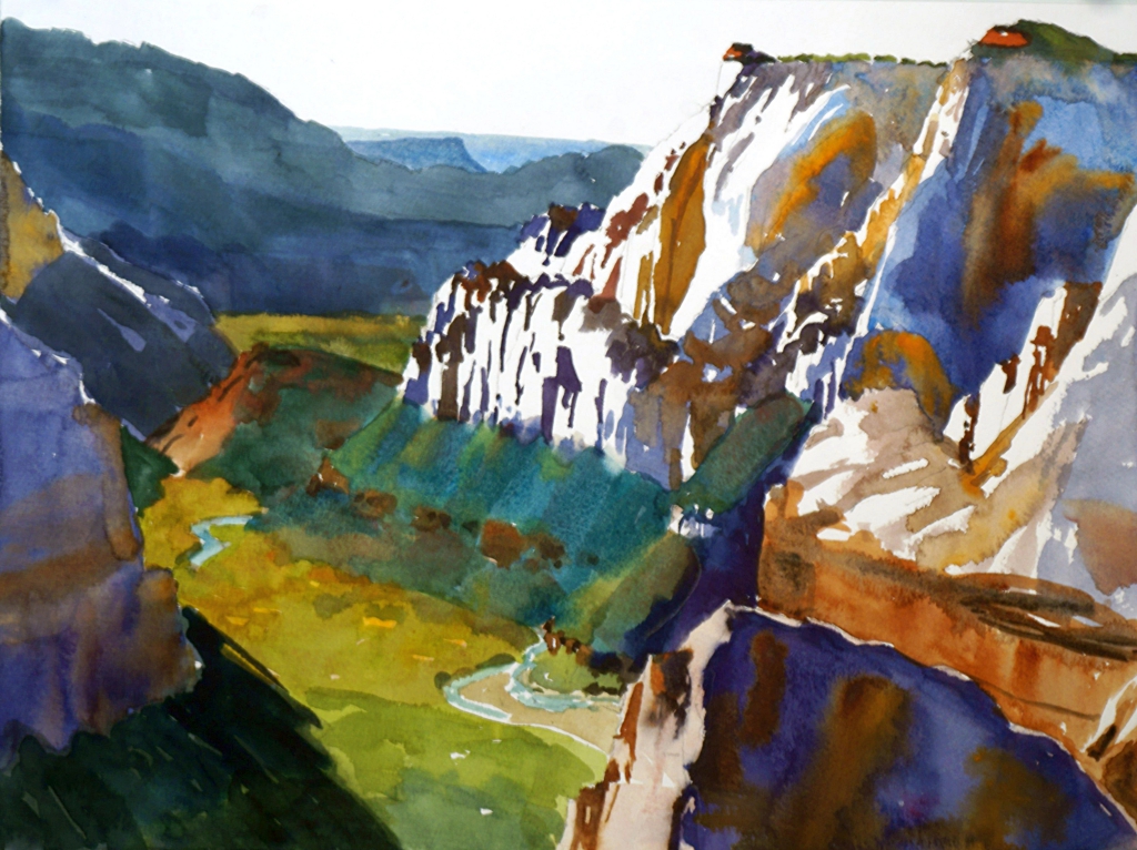 Suze Woolf watercolor painting of Zion National Park