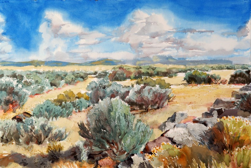 Sagelands, a Suze Woolf watercolor painting for the Nature Conservancy