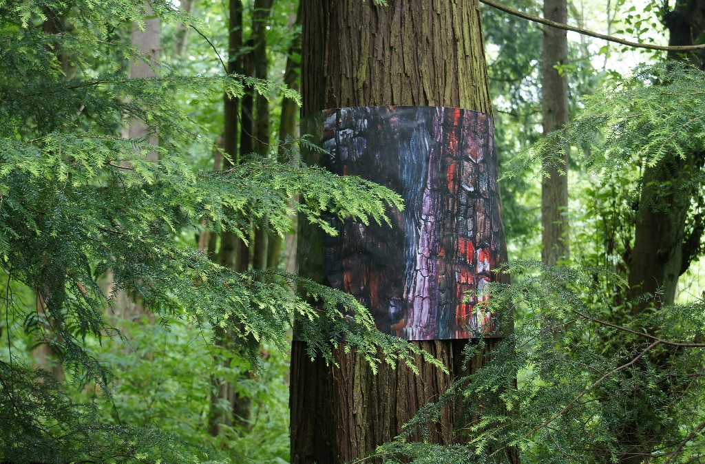 Fire-scarring banner, part of Tree Futures installation