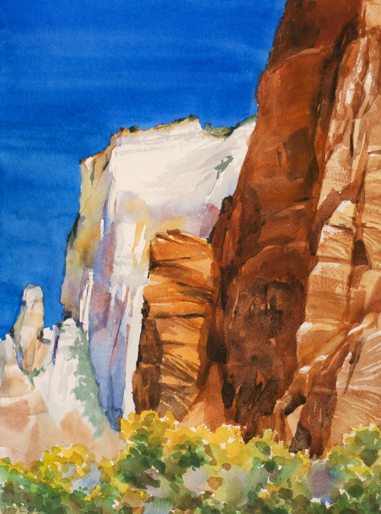 Suze Woolf watercolor painting of Zion National Park