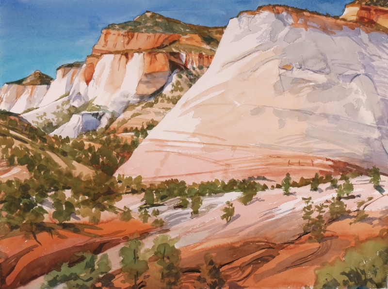 Suze Woolf watercolor painting of Zion National Park