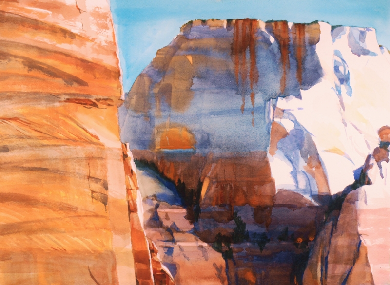 Suze Woolf watercolor painting of Zion National Park